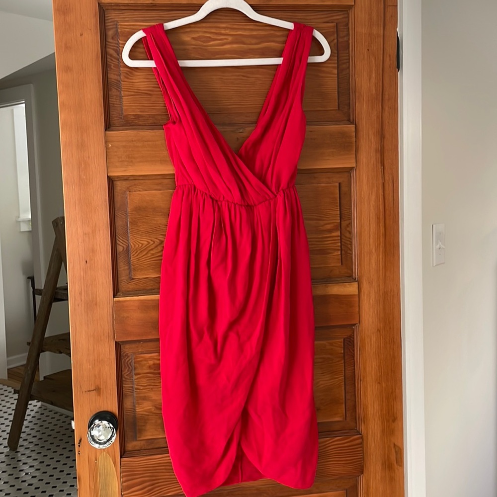 Alice + Olivia red silk cocktail dress